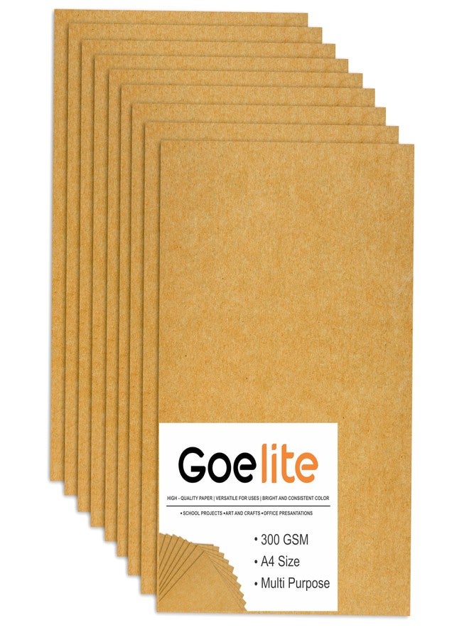 Goelite Craft Paper Sheets Thick 300 GSM | Brown Kraft Sheets Cardboard Pack Of 10 | Best For Diy Craft, Sketching, Project Making, Painting, Doodling, Art & Craft (A4 (29 X 21 CM)) - Image 1